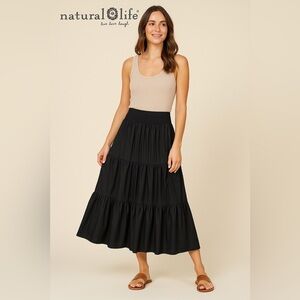 Natural Life Black Tiered Maxi Skirt